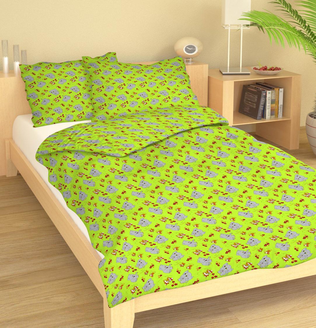 Povlečení MŠ 40x60/90x135 - NK 633 Slůňata jarní zelená-posledních 5ks