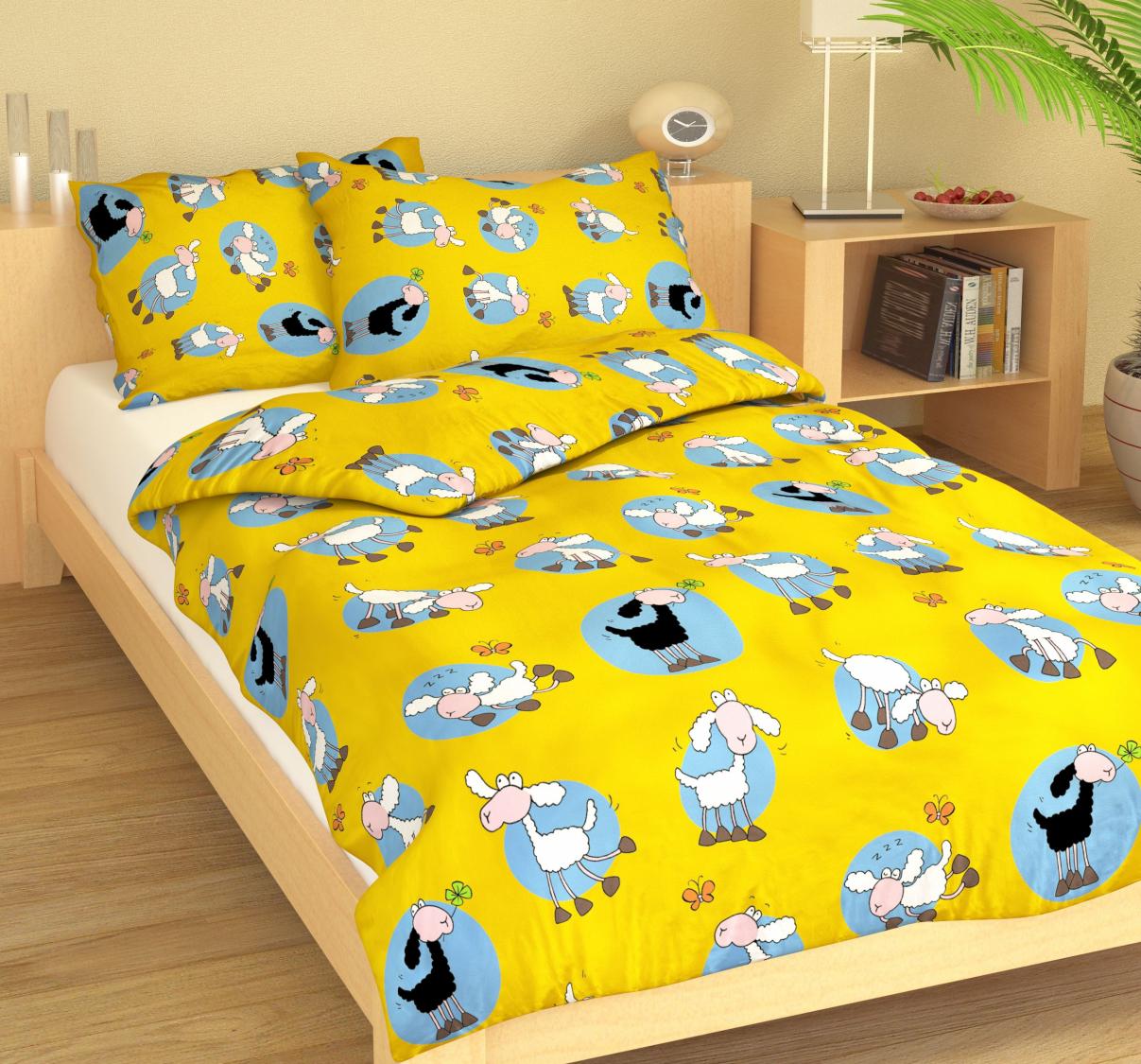 Dětské povlečení MŠ 40x60/90x135 - krep NK 505 Ovečka žlutá