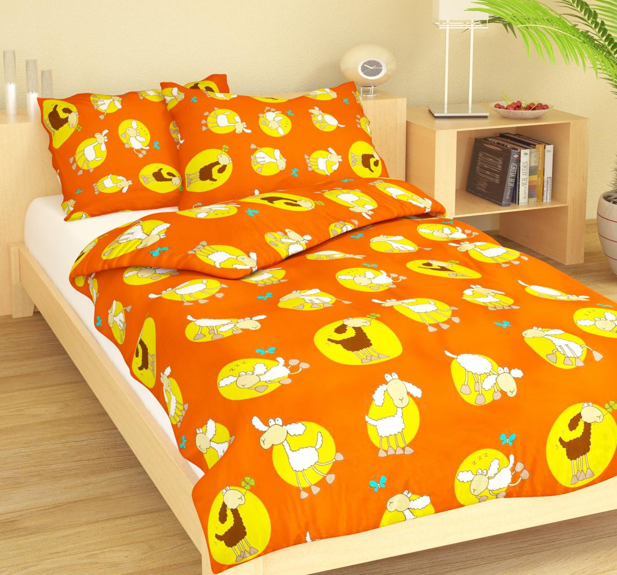 Dětské povlečení MŠ 40x60/90x135 - krep NK 520 Ovečka oranžová