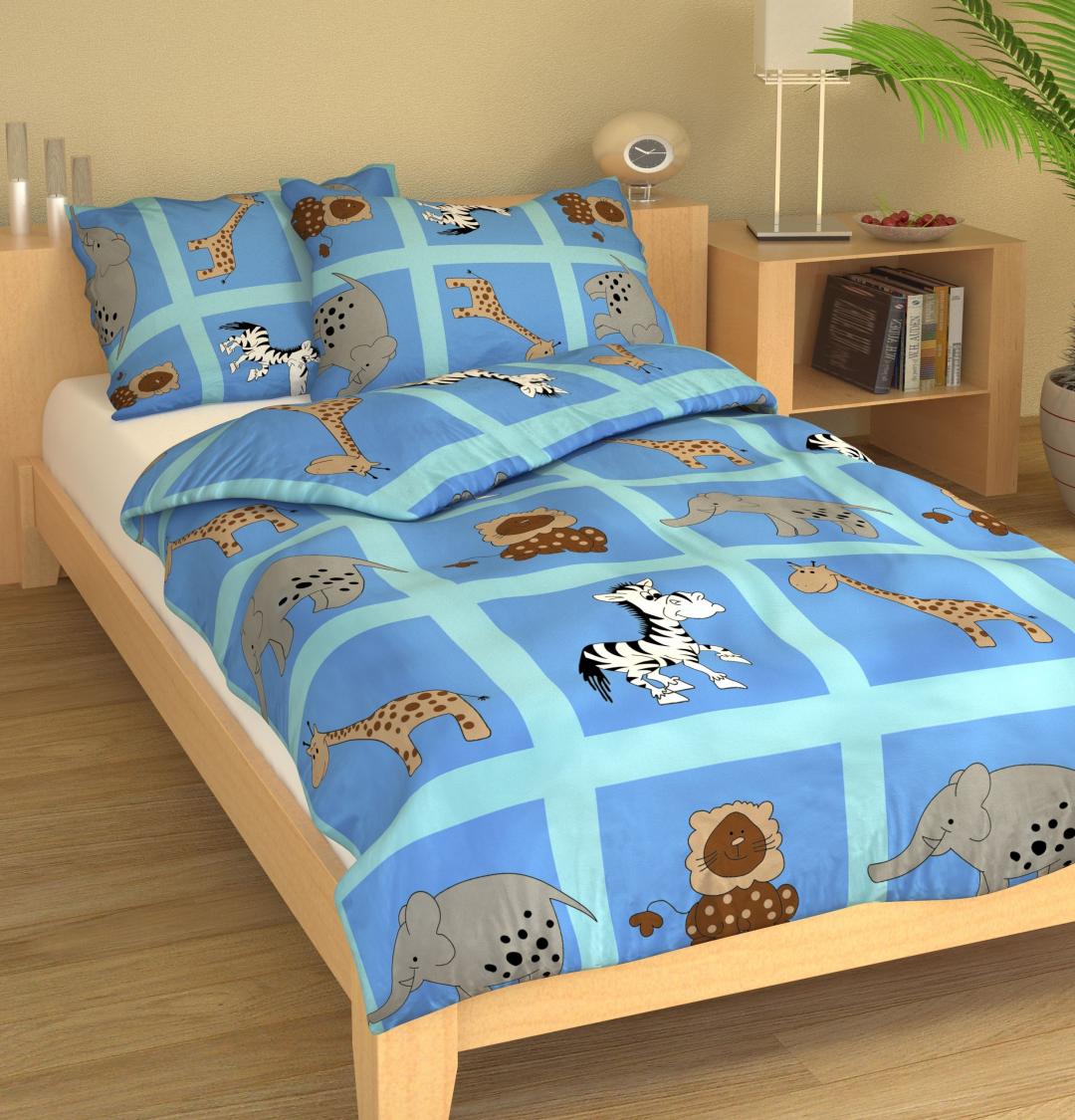 Dětské povlečení MŠ 40x60/90x135 - bavlna NB 397 ZOO na modré