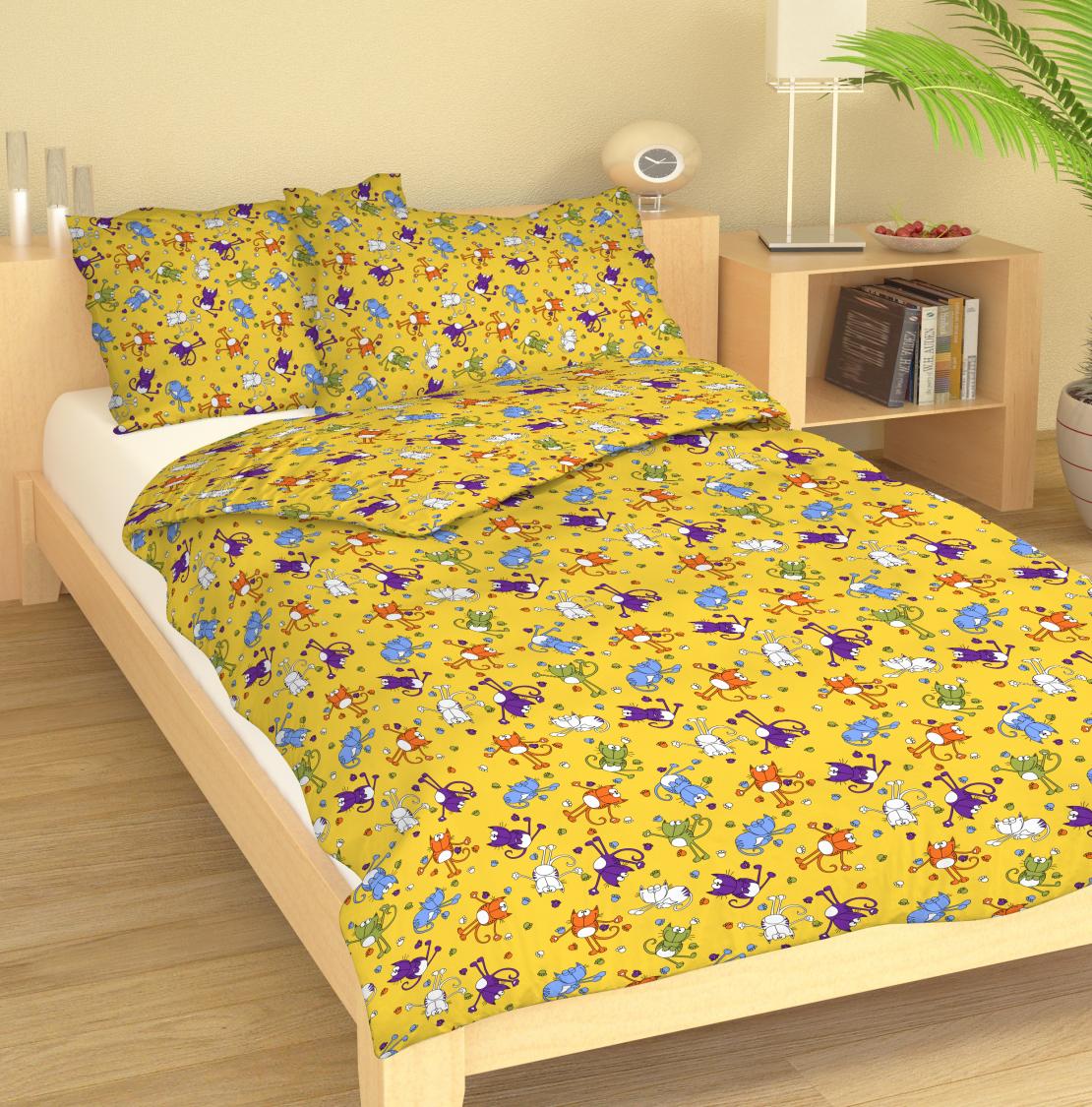 Dětské povlečení MŠ 40x60/90x135 - bavlna NB 532 Kocouři na zlaté
