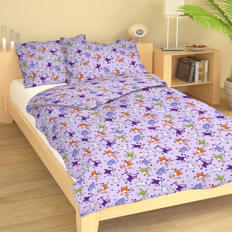 Dětské povlečení MŠ 40x60/90x135 - bavlna NB 547 Kocouři na fialové