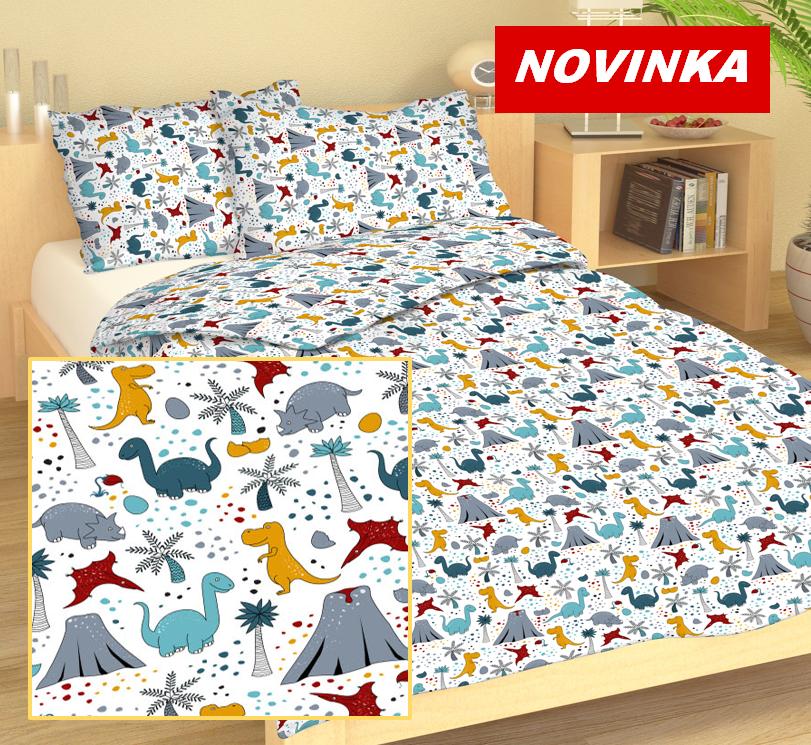 Dětské povlečení MŠ 40x60/90x135 - bavlna NB 705 Dinosauři a sopka