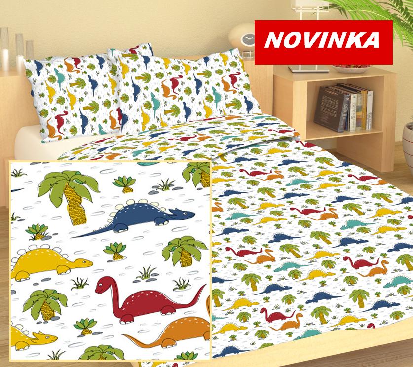 Dětské povlečení MŠ 40x60/90x135 - bavlna NB 706 Dinosauři a palma