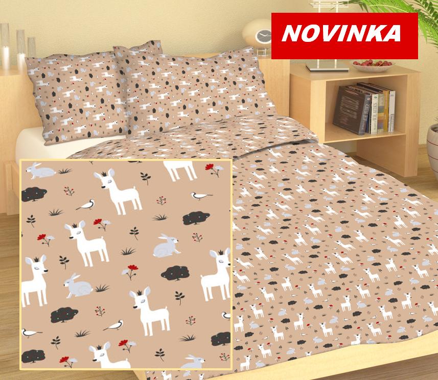 Dětské povlečení MŠ 40x60/90x135-bavlna NB 708 Lesní zvířátka na hnědé