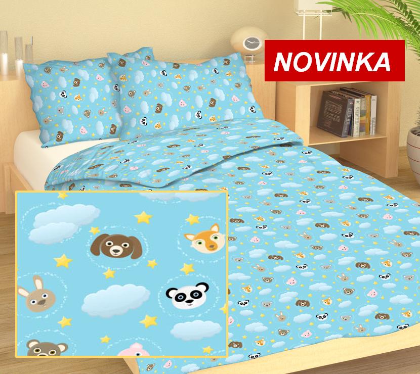 Dětské povlečení MŠ 40x60/90x135 - bavlna NB 672 Zvířátka na obláčku